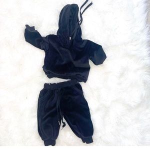 Black velour sweatsuit